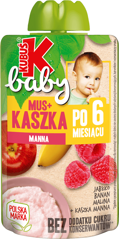 KUBUŚ 100 ml jabłko, banan, malina + kasza manna