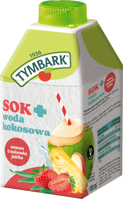 TYMBARK 0,5 l Sok + woda kokosowa + ananas + truskawka + jabłko (2)