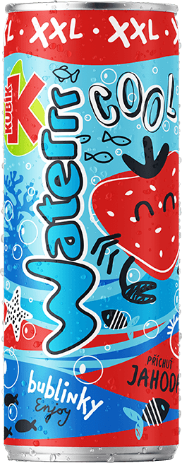 Kubík Waterrr XXL jahoda 0,33L plech