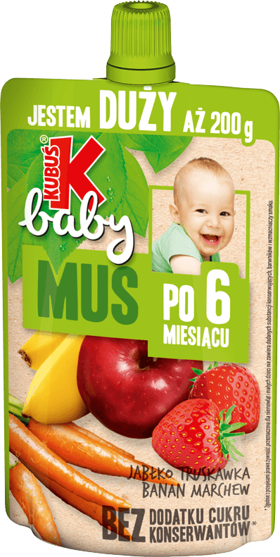 KUBUŚ BABY 200 g jabłko, truskawka, banan i marchew