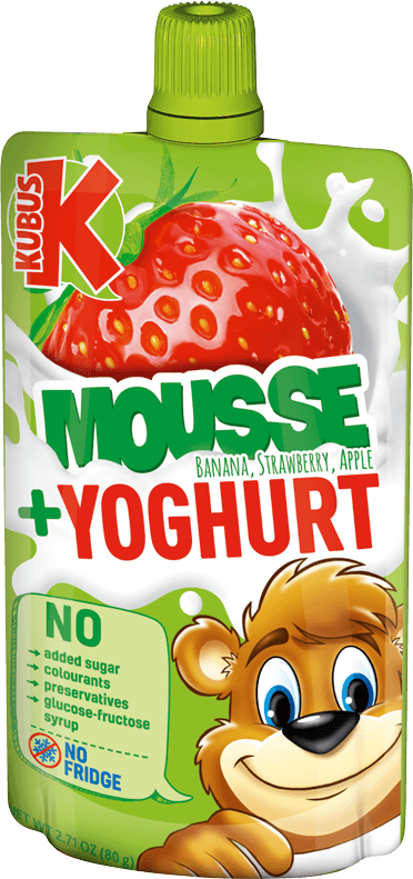 KUBUŚ 80 g mousse strawberry-apple-banana + natural yoghurt
