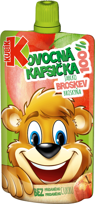 Kubík 100% ovocná kapsička jablko-BROSKYŇA 100g