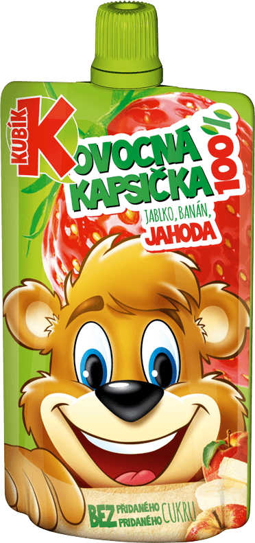 Kubík 100% ovocná kapsička jablko-banán-JAHODA 100g