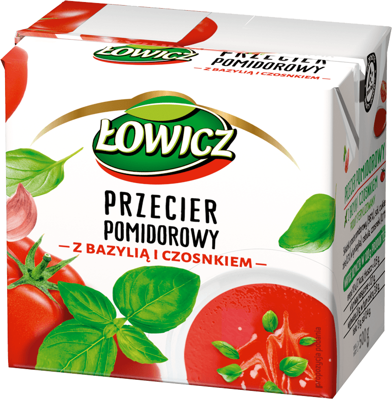 ŁOWICZ 500 g Tomato puree with basil and garlic carton